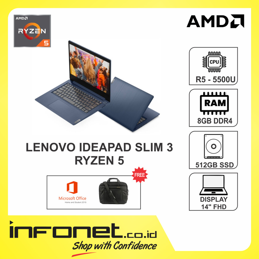 LENOVO IDEAPAD SLIM 3 14ALC6 RYZEN 5 5500U 8GB 512GB SSD AMD