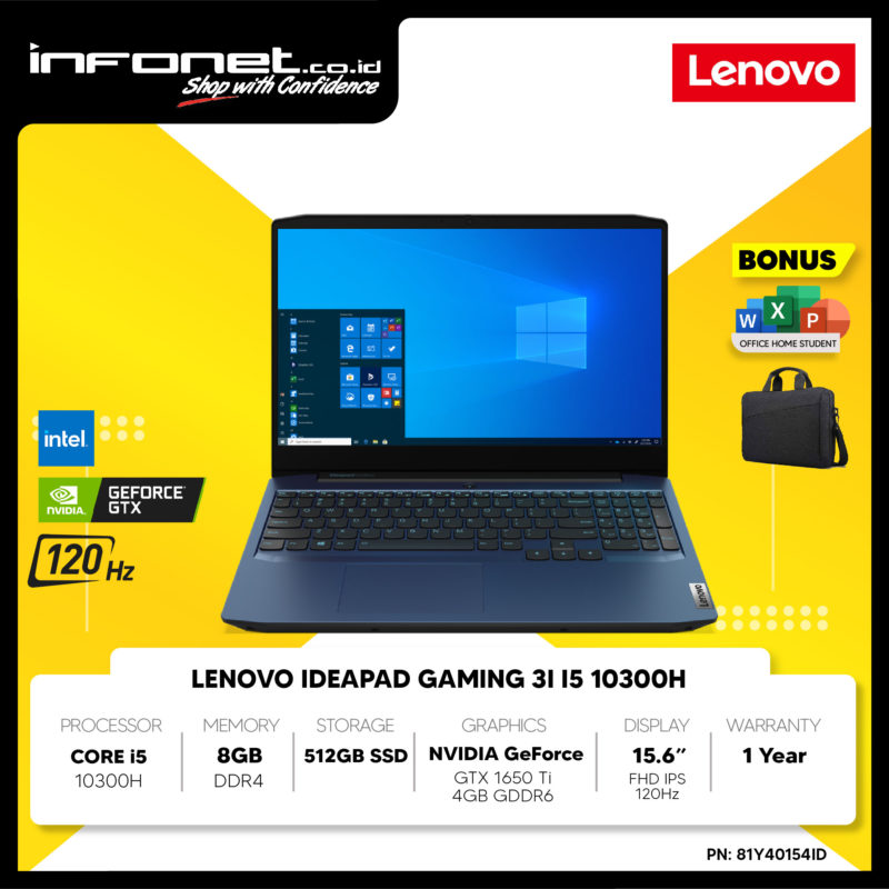 LENOVO IDEAPAD GAMING 3I I5 10300H 8GB 512GB SSD GTX 1650TI 4GB 15.6 ...